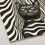 Black Cat Optical Illusion Striped Canvas Wall Art - canvas detail view 12