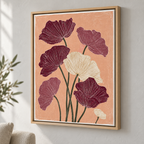 Burgundy and Cream Boho Floral Canvas Wall Art - canvas detail view 5