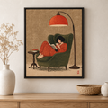 Cozy Woman Reading in Green Armchair Canvas Wall Art