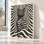 Black Cat Optical Illusion Striped Canvas Wall Art - canvas detail view 7