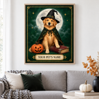 Custom Moonlit Wizard Pet Portrait Canvas Wall Art - personalized canvas detail 7