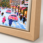 Pink Christmas City Street Canvas Wall Art - canvas detail view 9