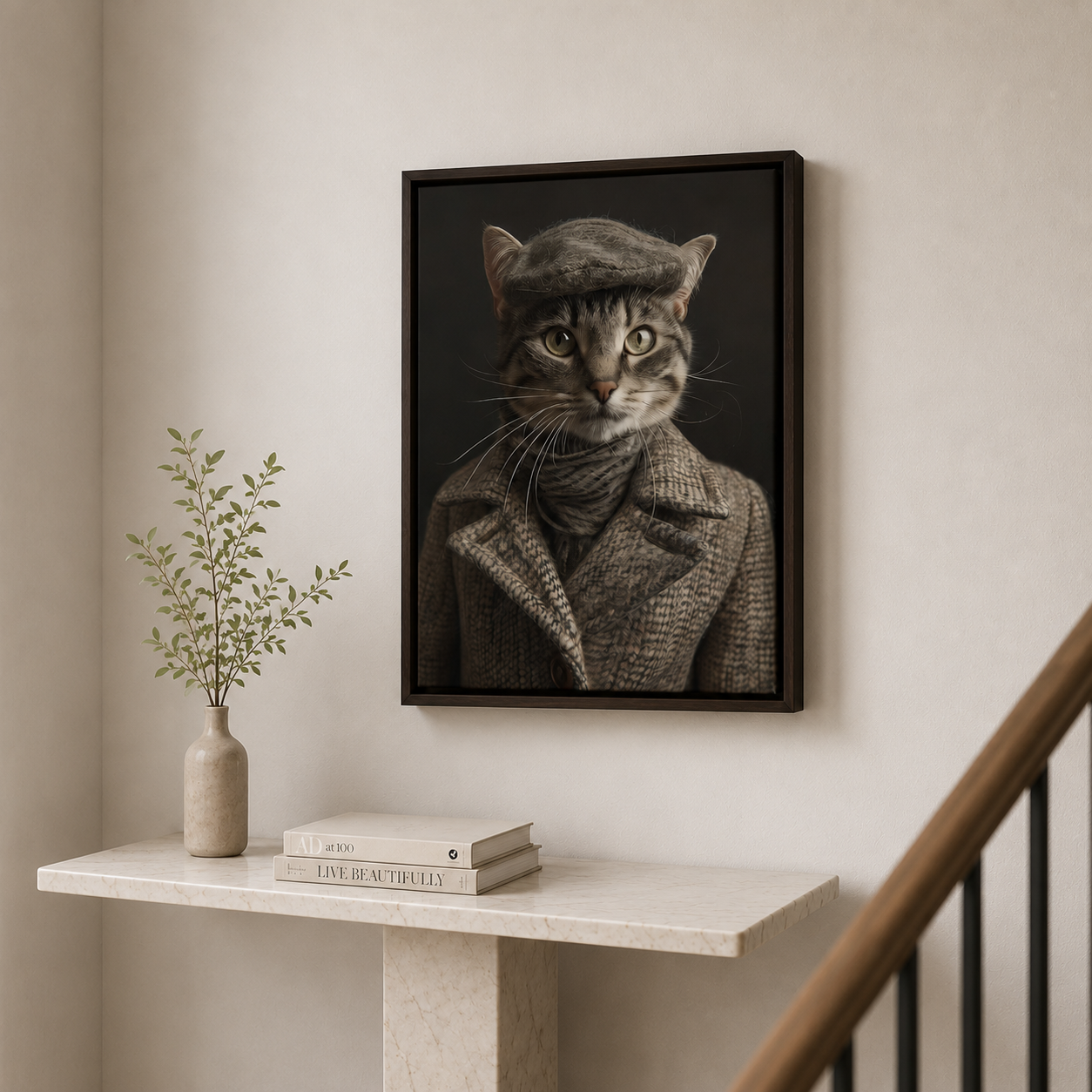 Custom Gentleman Cat Portrait Canvas Aura Canvas