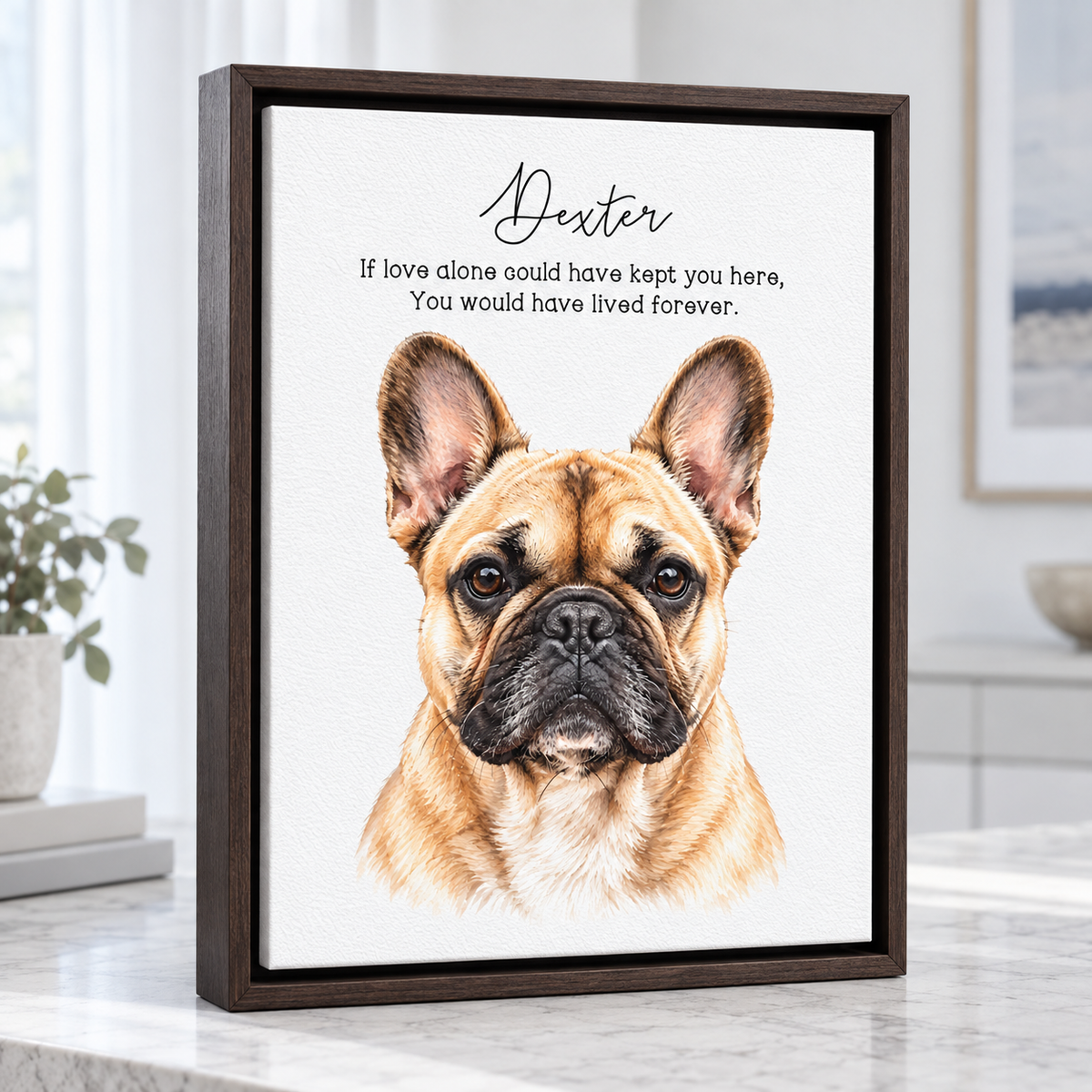 Custom Pet Memorial Portrait frame detail