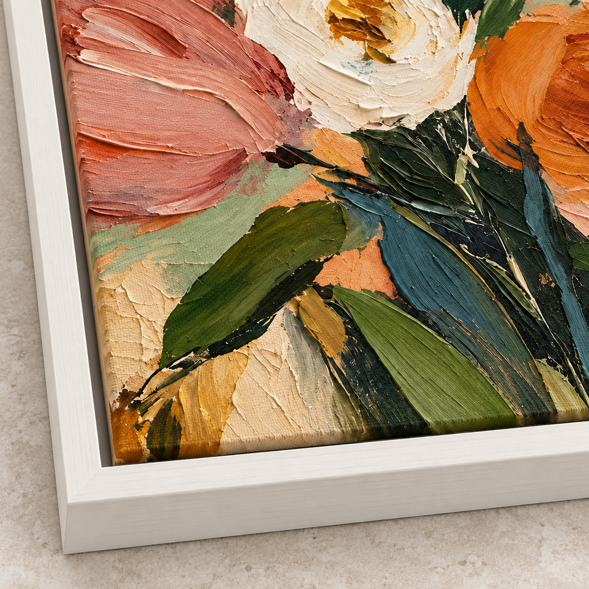 Blush Pink and Apricot Floral Canvas Wall Art