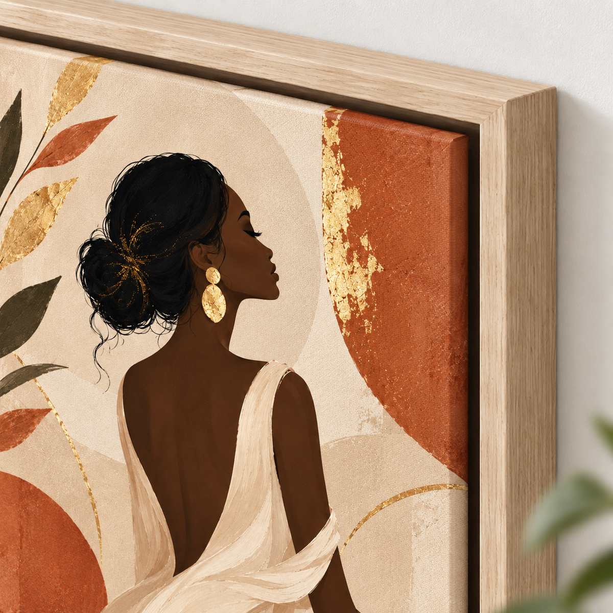Elegant Boho Woman Portrait Canvas Wall Art