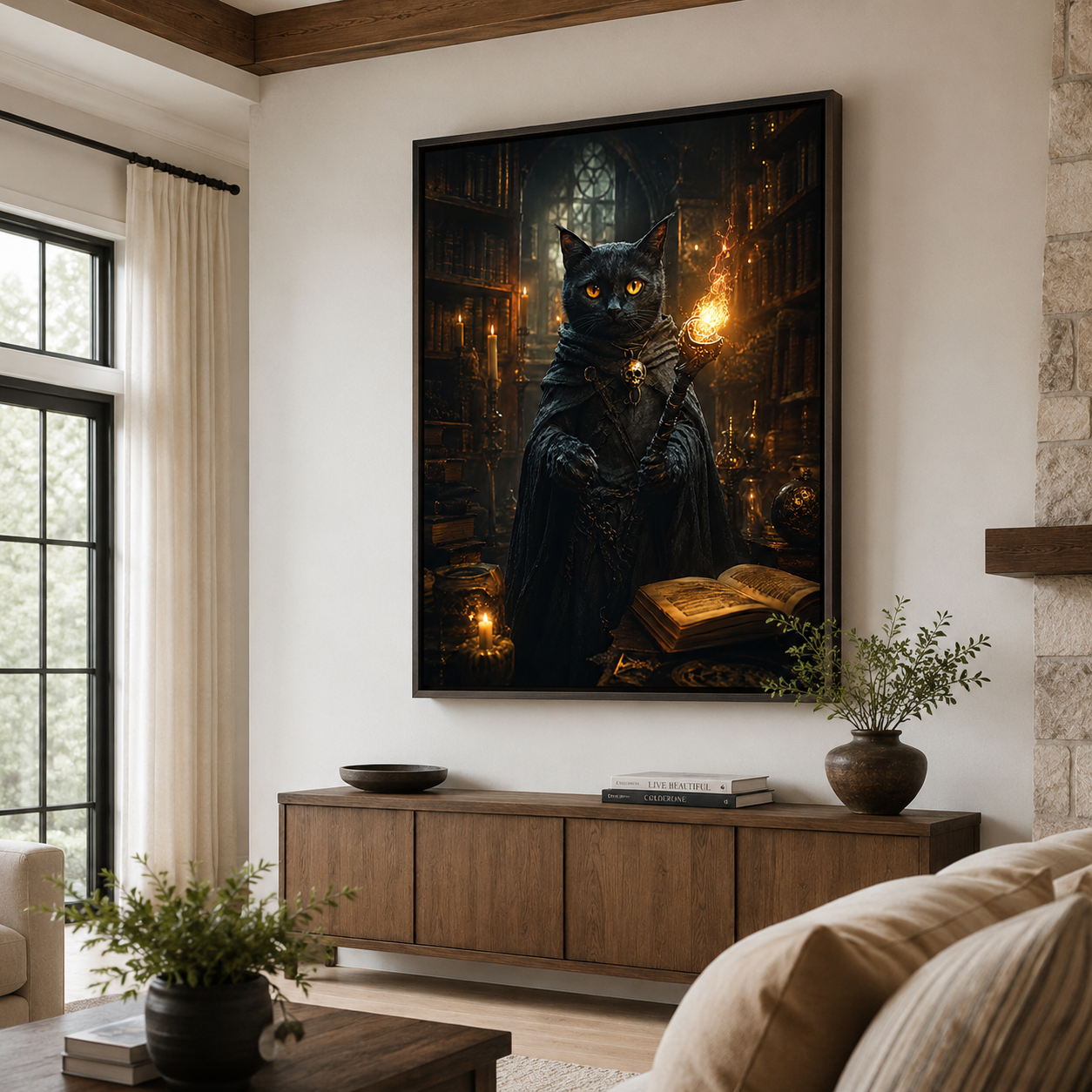 Custom Dark Wizard Pet Portrait Canvas Wall Art