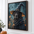 Custom Ember Glow Witch Pet Portrait Canvas Wall Art - personalized canvas detail 4