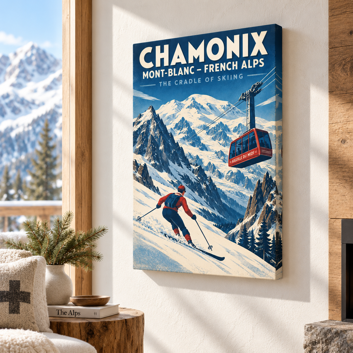Mont-Tremblant Vintage Ski Canvas Wall Art - canvas close-up detail