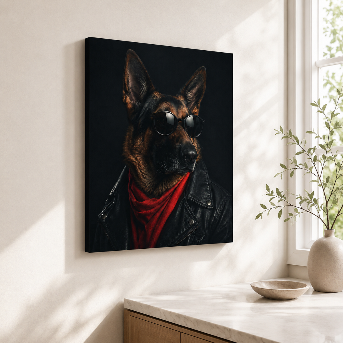 Custom Cool Dog Portrait Canvas Wall Art