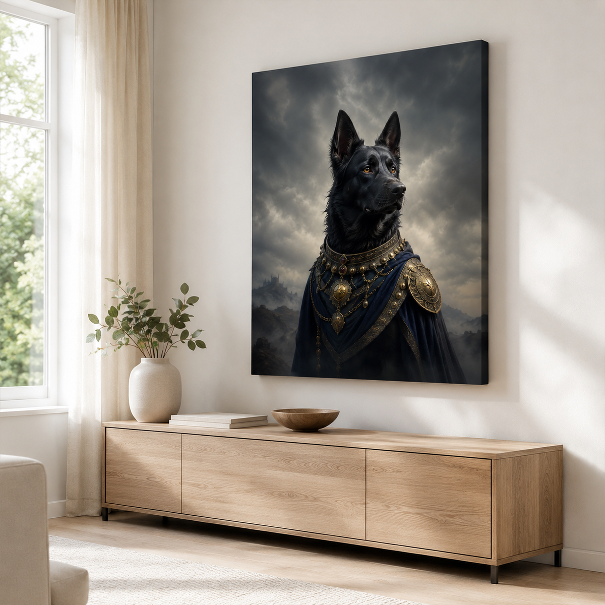 Custom Royal Guardian Pet Portrait Canvas Wall Art