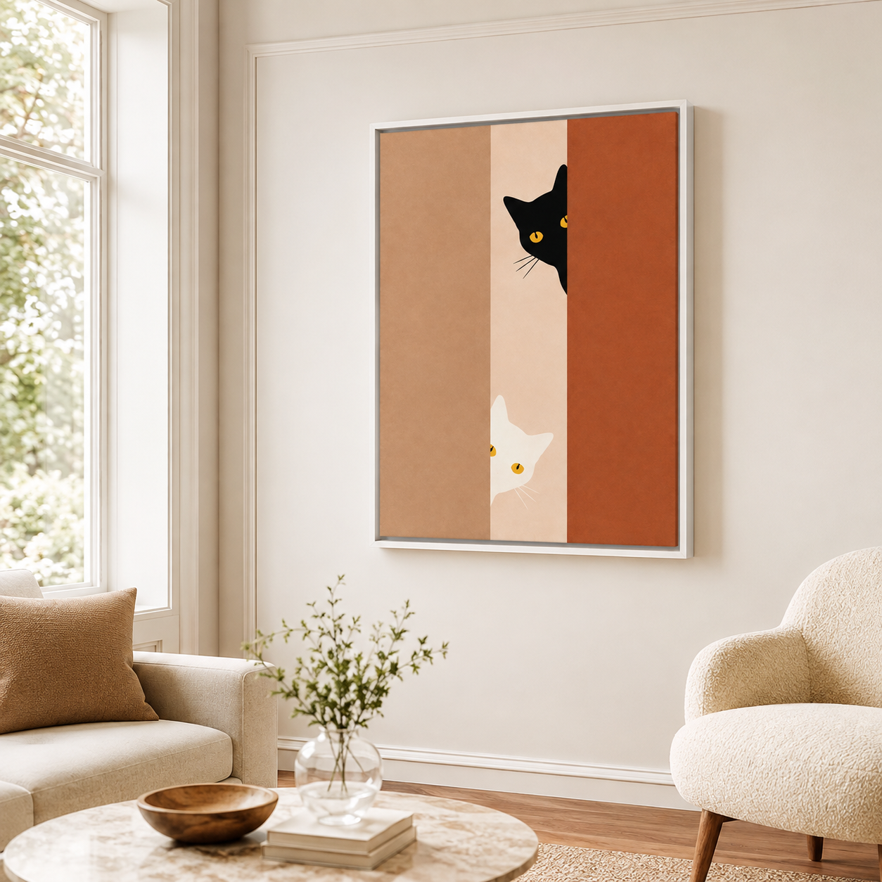 Black and White Cats Canvas Wall Art Aura Canvas