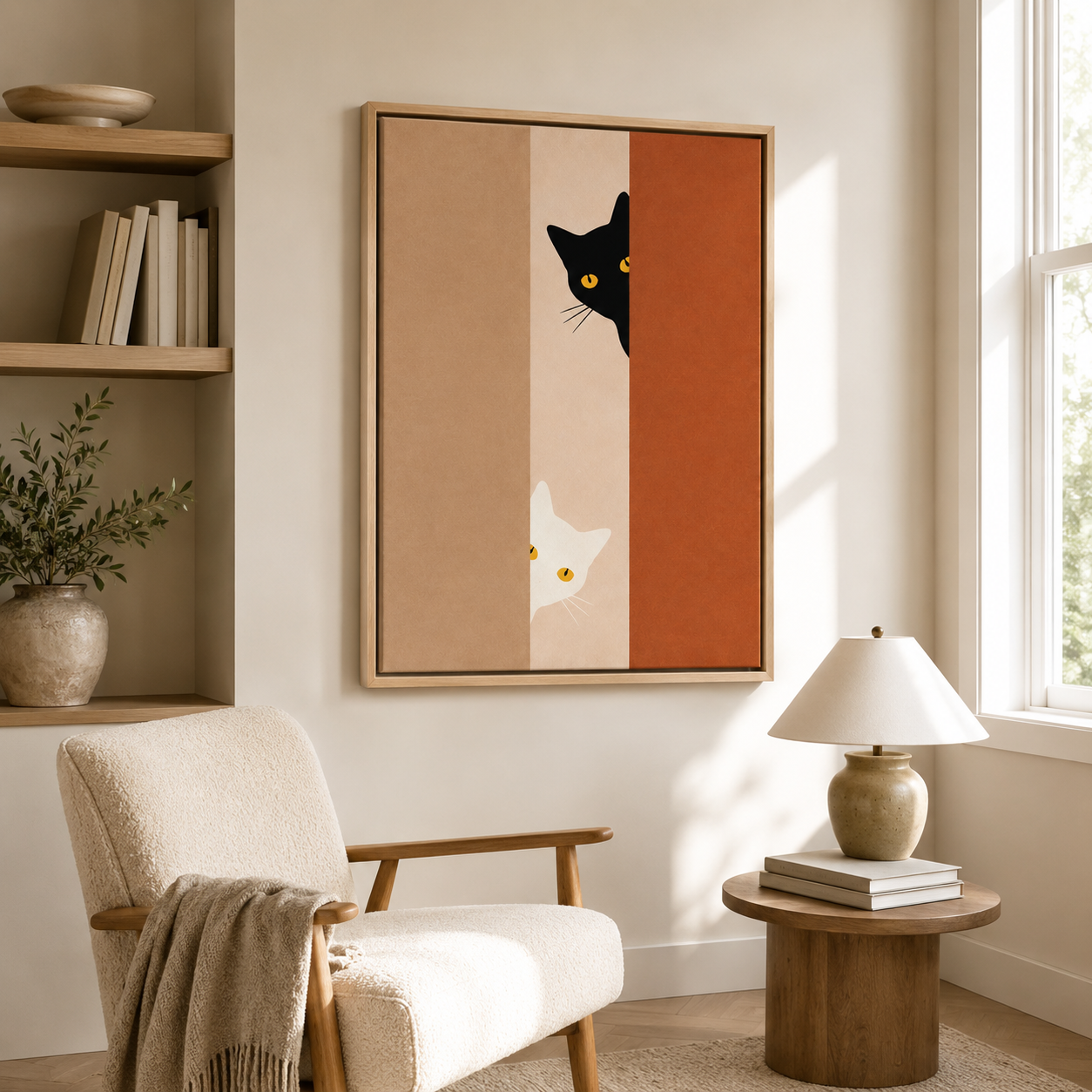 Black and White Cats Canvas Wall Art Aura Canvas