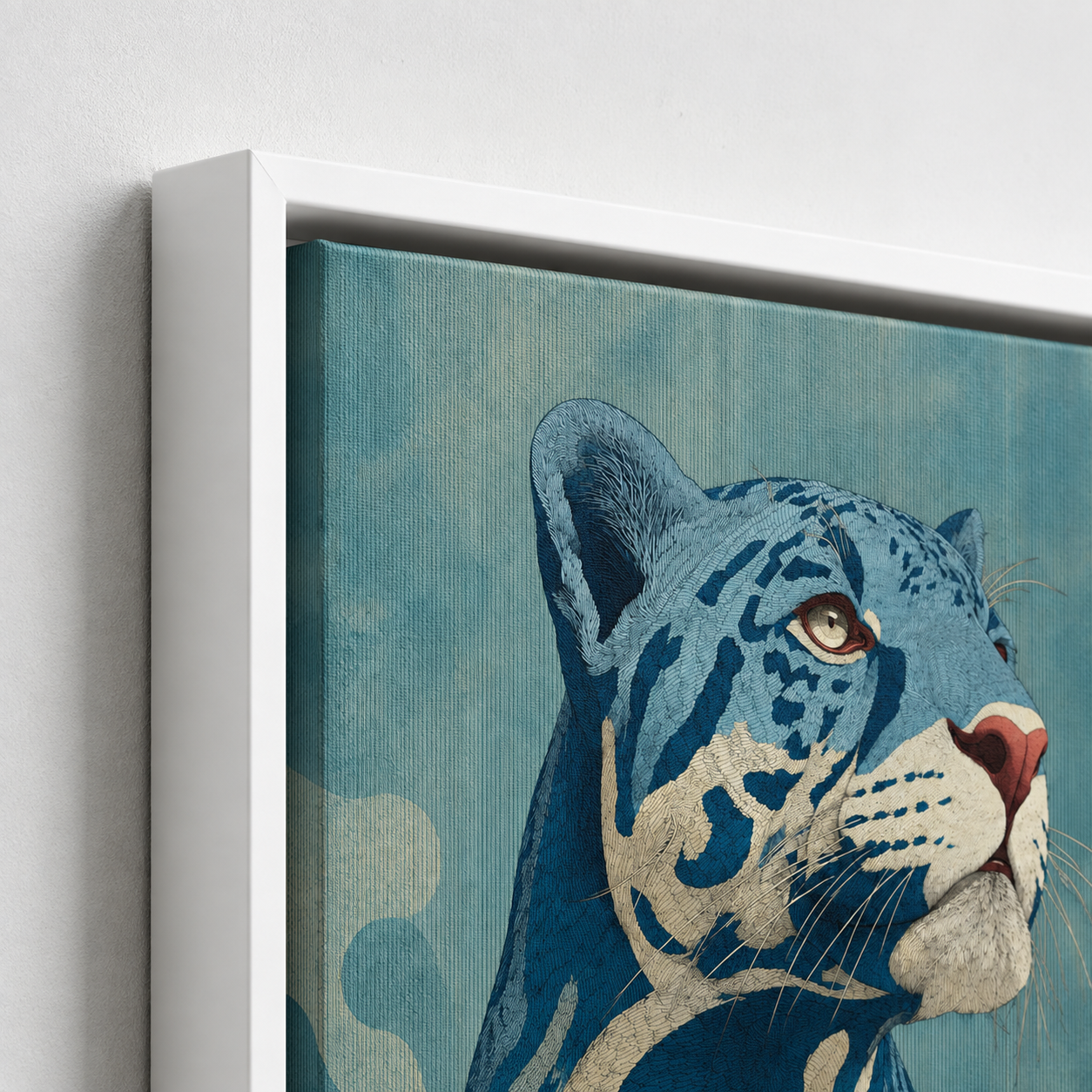 Blue Leopard Canvas Wall Art living room mockup