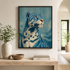 Blue Leopard Canvas Wall Art room mockup