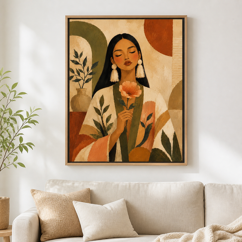 Boho Woman Canvas Wall Art lifestyle mockup