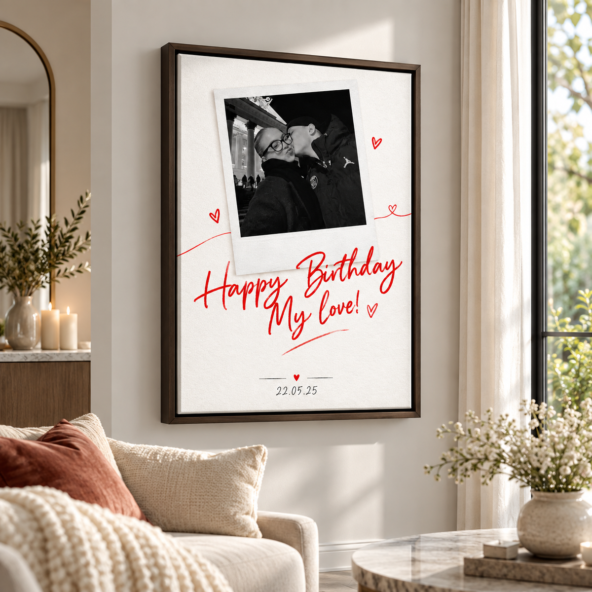 Custom Birthday Couple Photo Canvas Wall Art - custom portrait canvas view