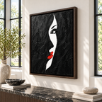 Black and White Woman Red Lips Canvas Wall Art