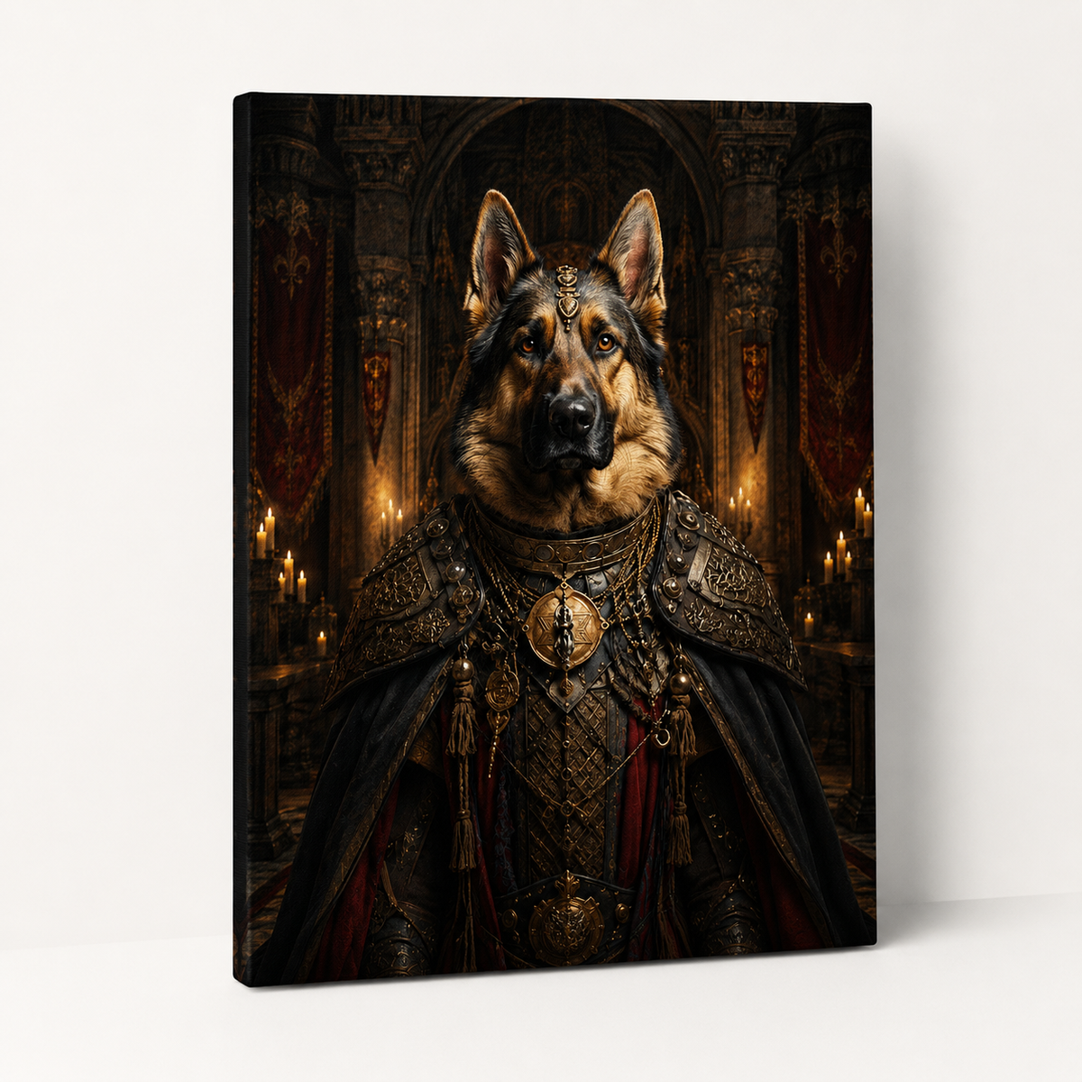 Custom Medieval Royal Pet Portrait Canvas