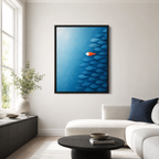 Orange Fish in Blue School Canvas Wall Art