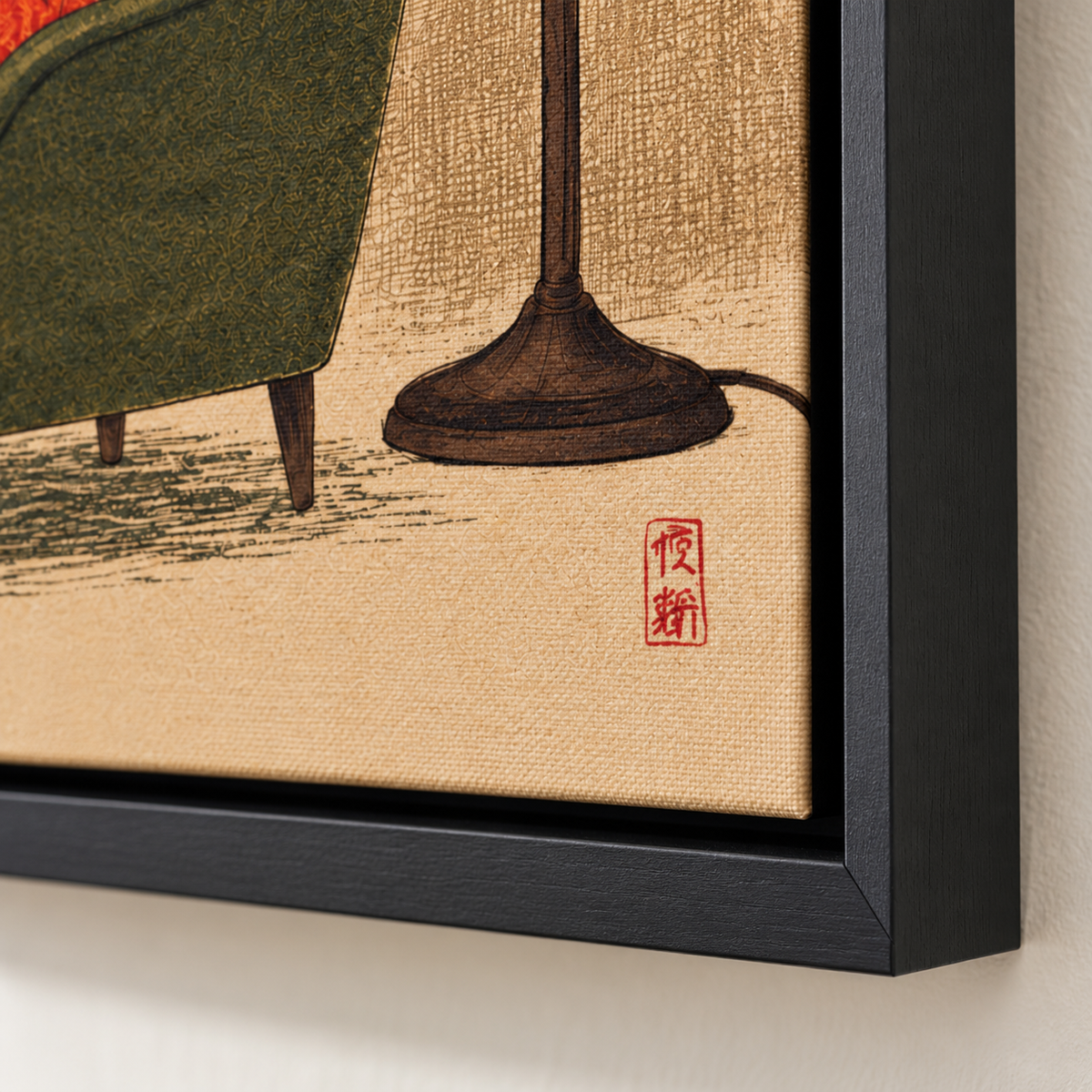Cozy Woman Reading in Green Armchair Canvas Wall Art