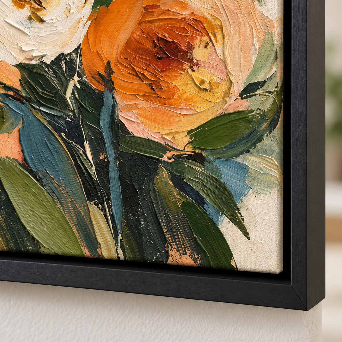Blush Pink and Apricot Floral Canvas Wall Art