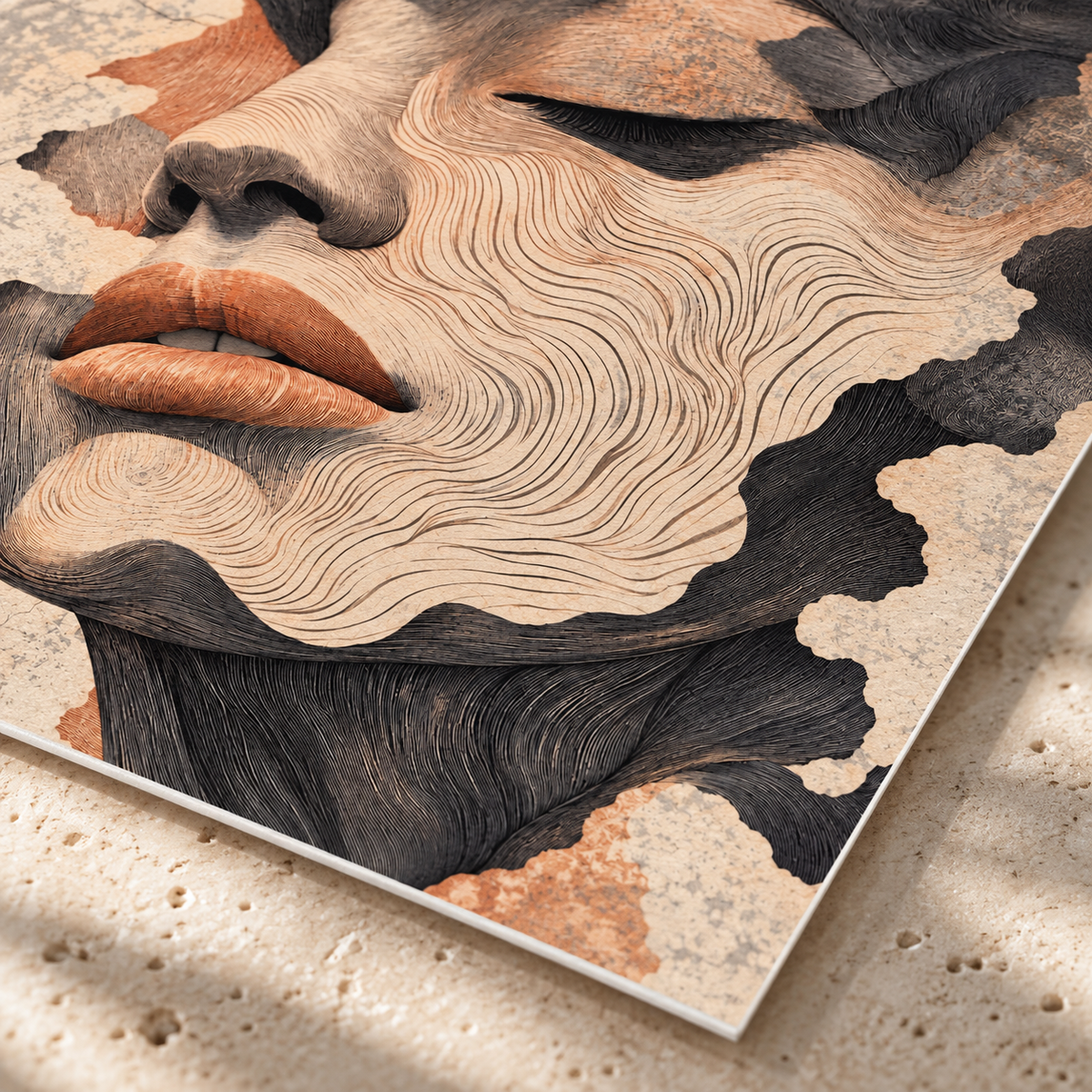 Abstract Woman Face Contour Line Canvas Wall Art - canvas detail view 12