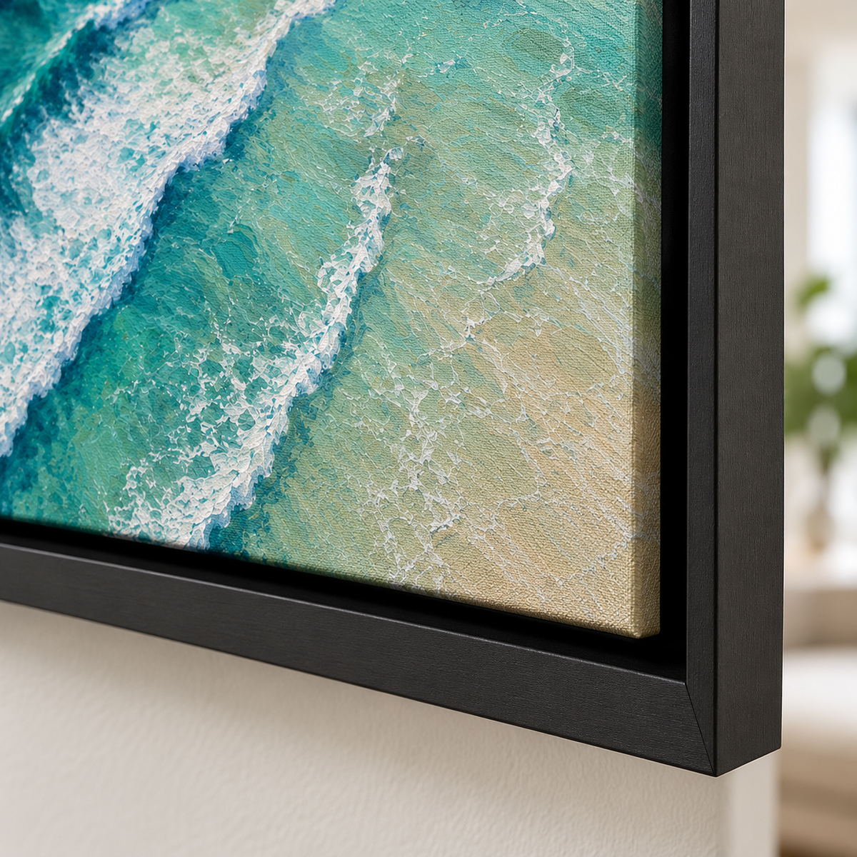 Turquoise Ocean Waves and Surfers Canvas Wall Art