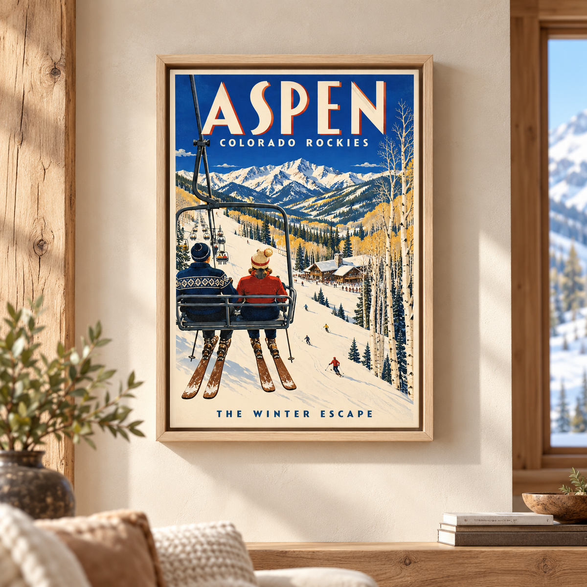 Aspen Vintage Ski Lift Canvas Wall Art - main canvas artwork
