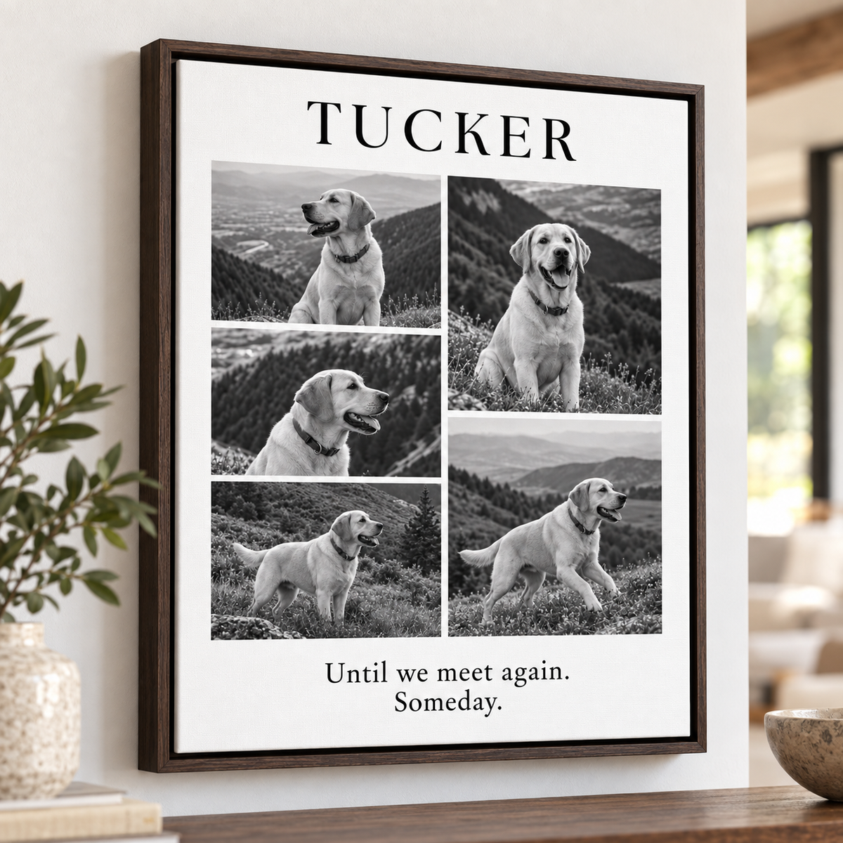 Custom Pet Memorial Monochrome Photo Collage Canvas Wall Art - personalized canvas detail 8