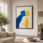 Blue and Yellow Abstract Figure Canvas Wall Art
