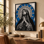 Blue Madonna Prayer Canvas Wall Art - canvas detail view 4