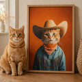 Custom Cowboy Cat Portrait Canvas Aura Canvas