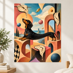 Surreal Dog and Melting Clocks Canvas Wall Art - canvas detail view 8