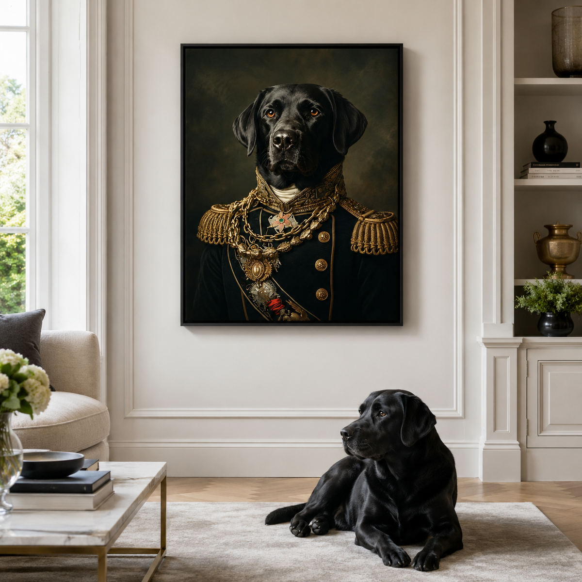 Custom Royal Military Pet Portrait Canvas