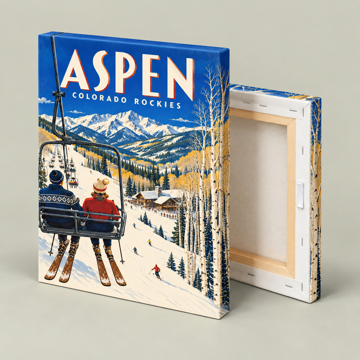 Aspen Vintage Ski Lift Canvas Wall Art - canvas artwork view 5
