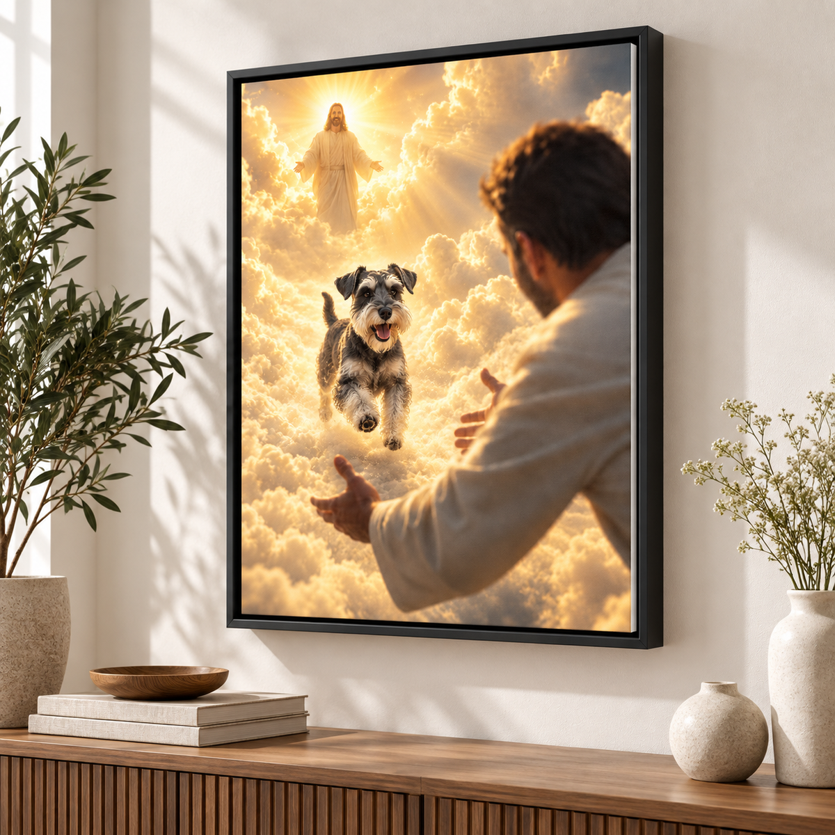Custom Pet Memorial Heavenly Reunion Canvas Wall Art - personalized canvas detail 7