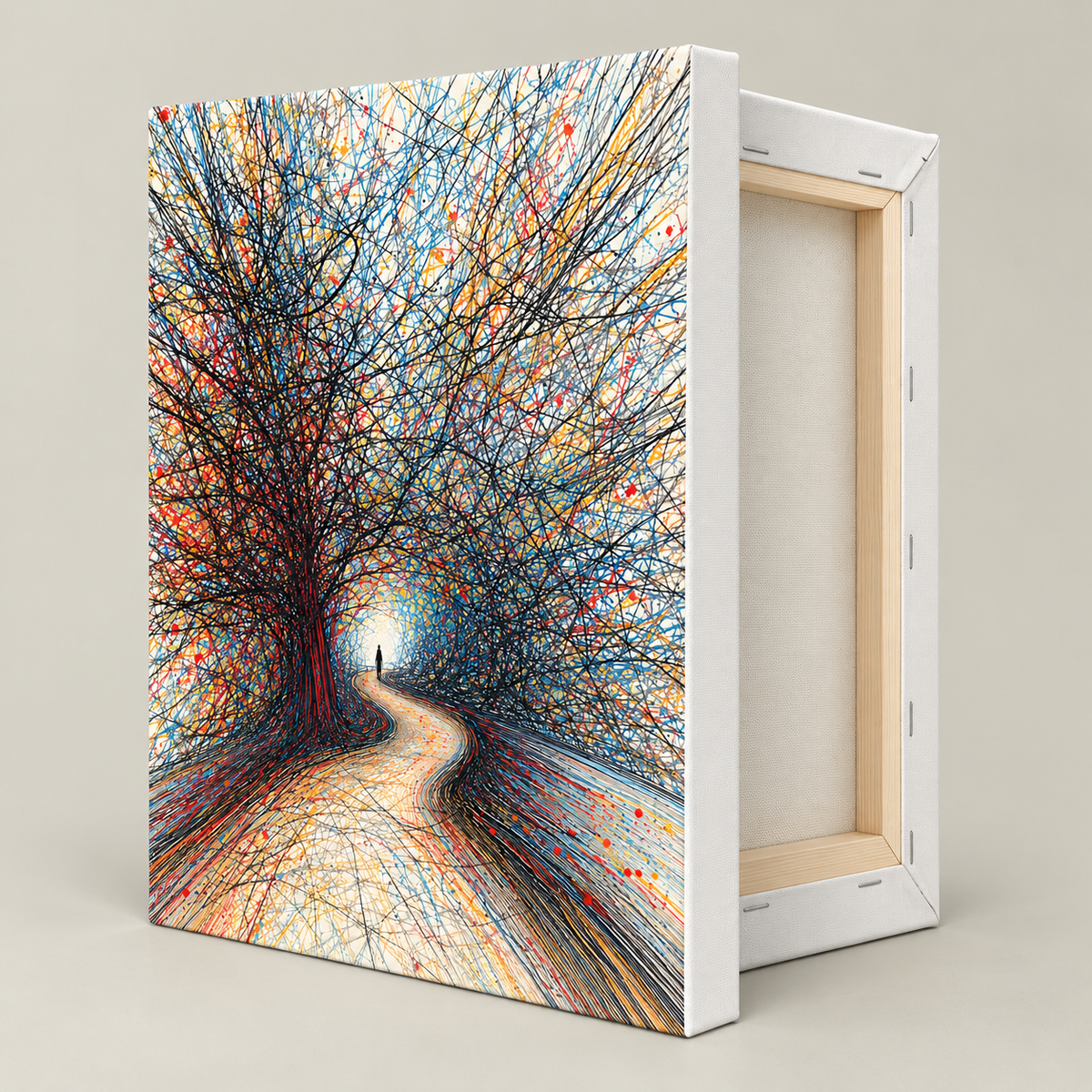 Abstract Forest Path Colorful Tree Canvas Wall Art - canvas detail view 9