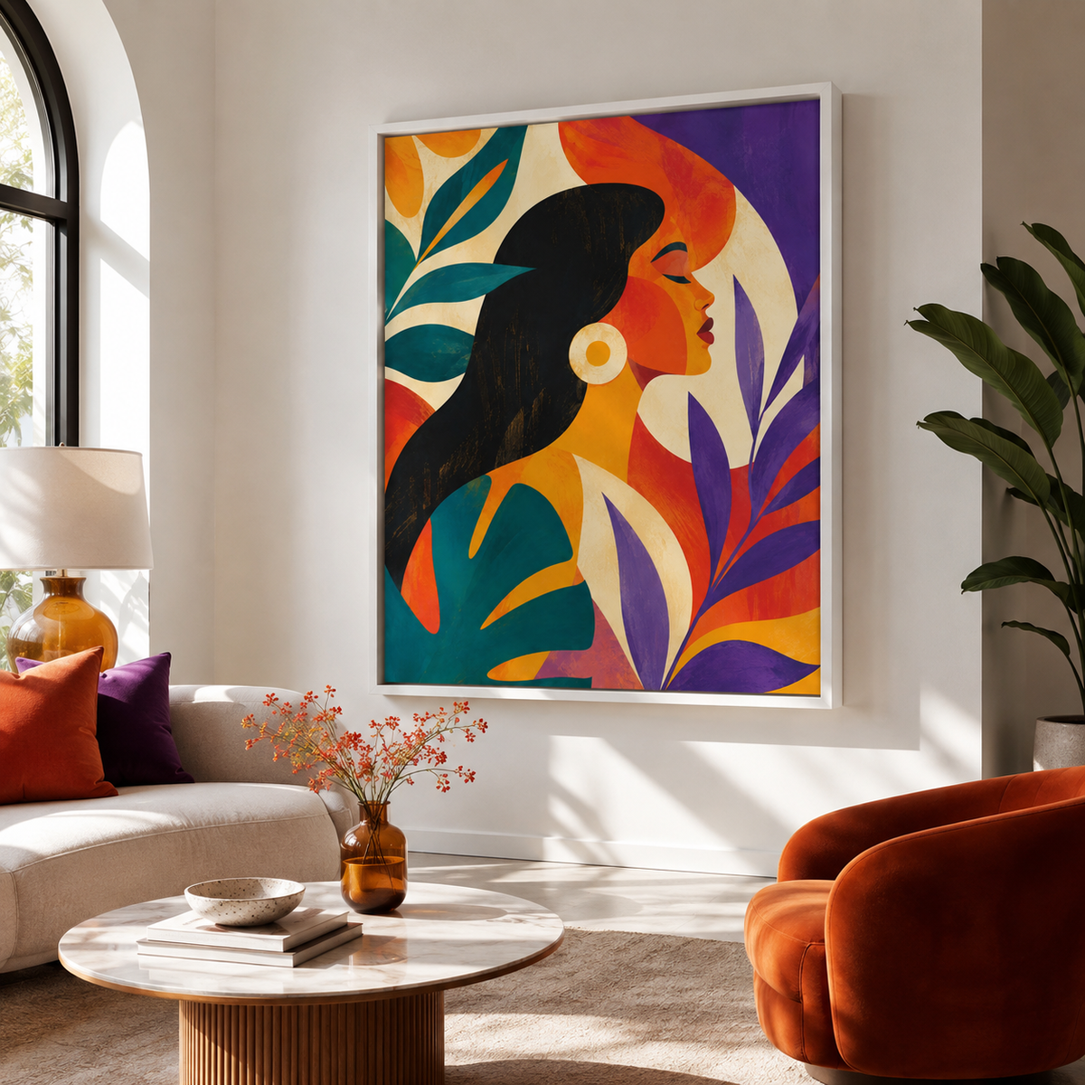 Colorful Woman Portrait Canvas Wall Art Aura Canvas