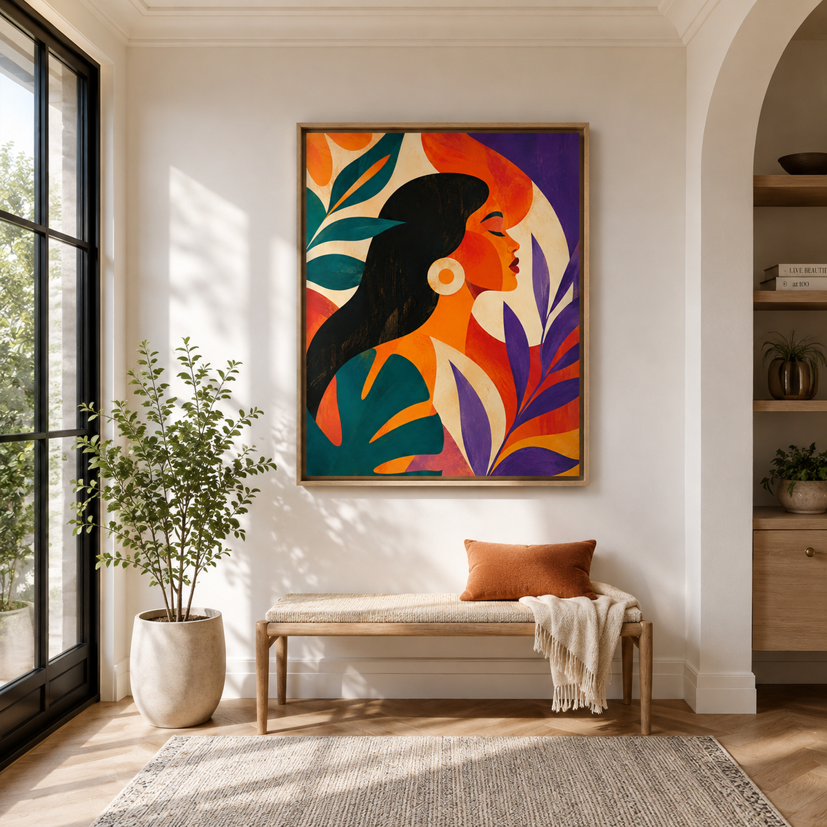 Colorful Woman Portrait Canvas Wall Art Aura Canvas