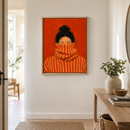 Cozy woman canvas wall art entryway mockup