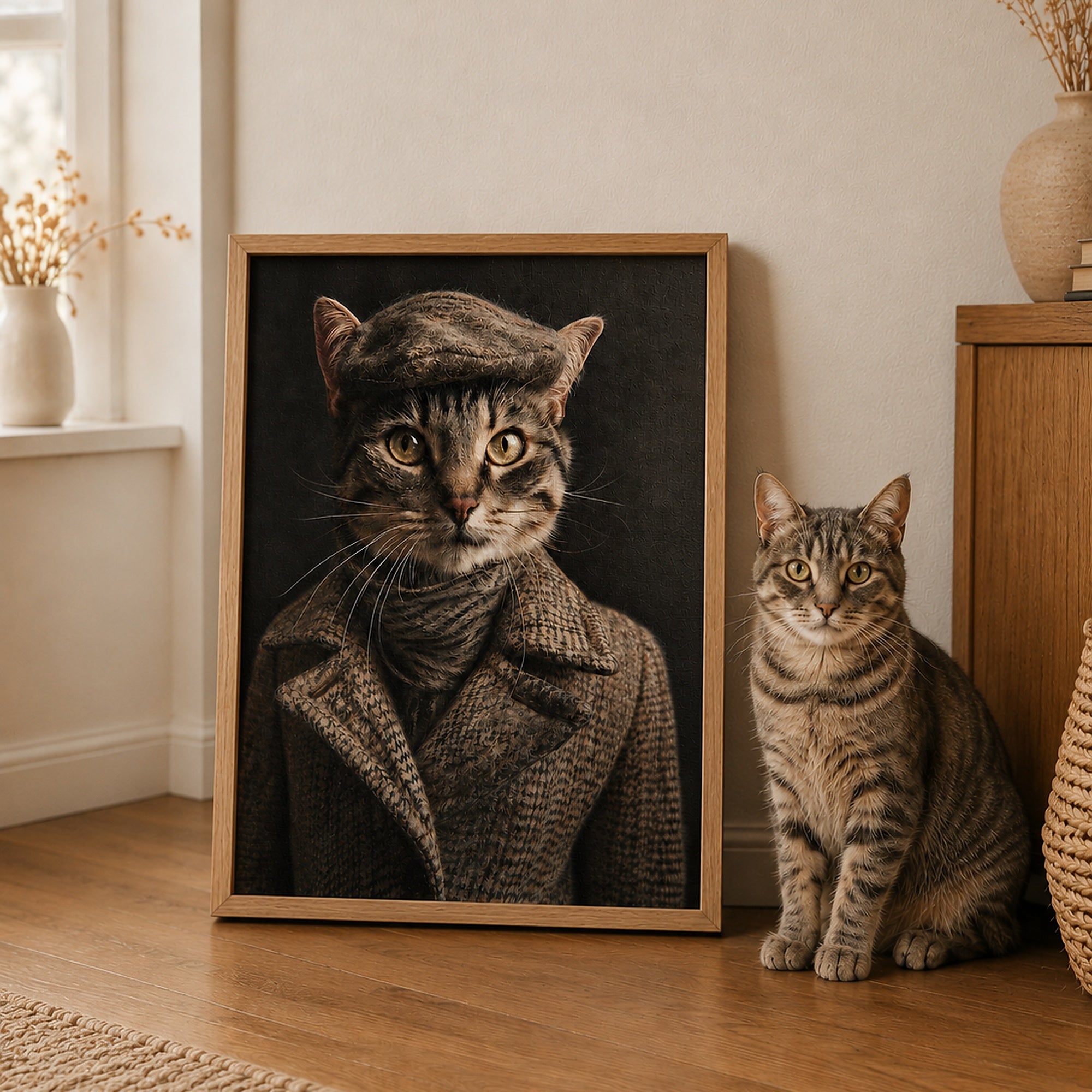 Custom Gentleman Cat Portrait Canvas Aura Canvas