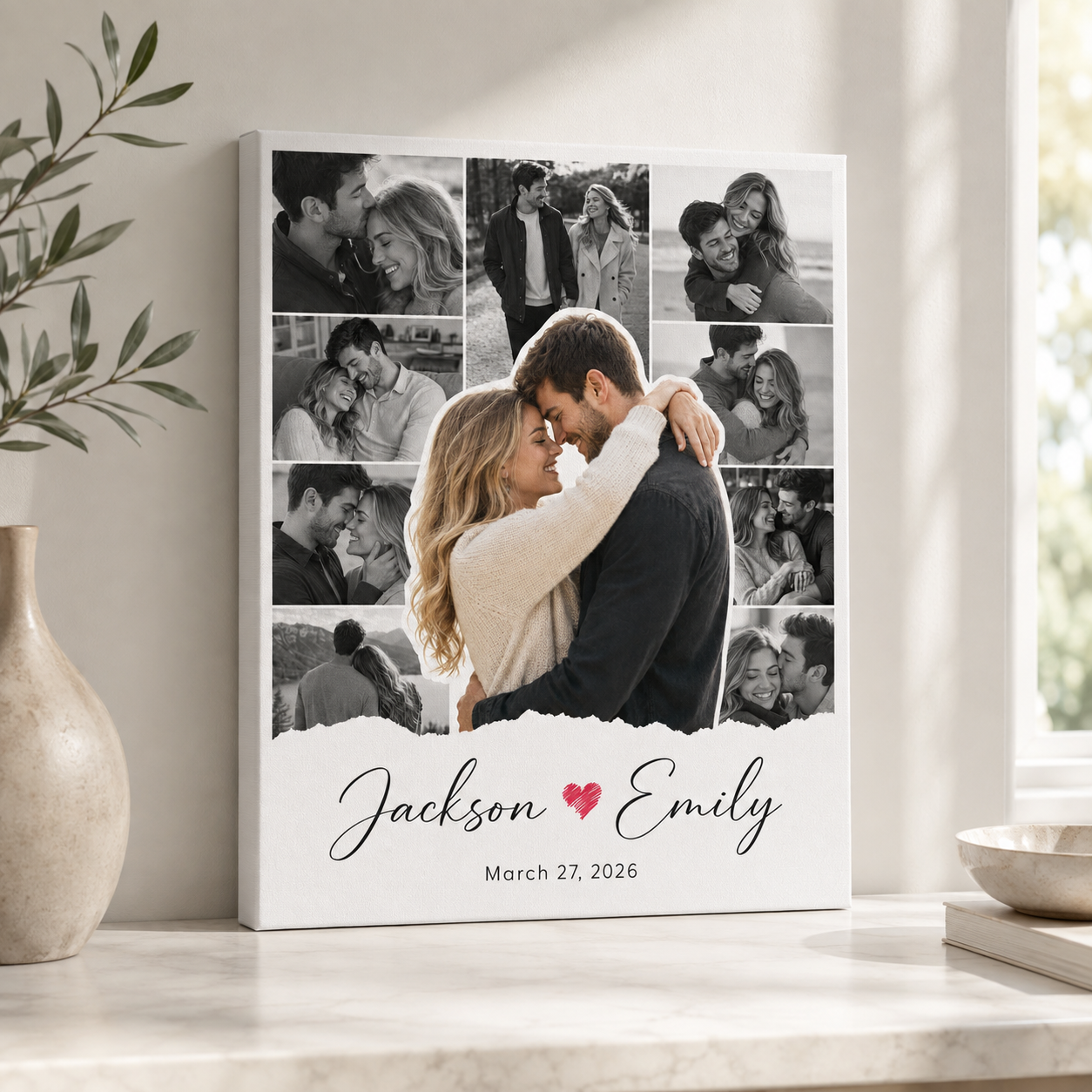 Custom Couple Photo Collage Canvas Wall Art Aura Canvas