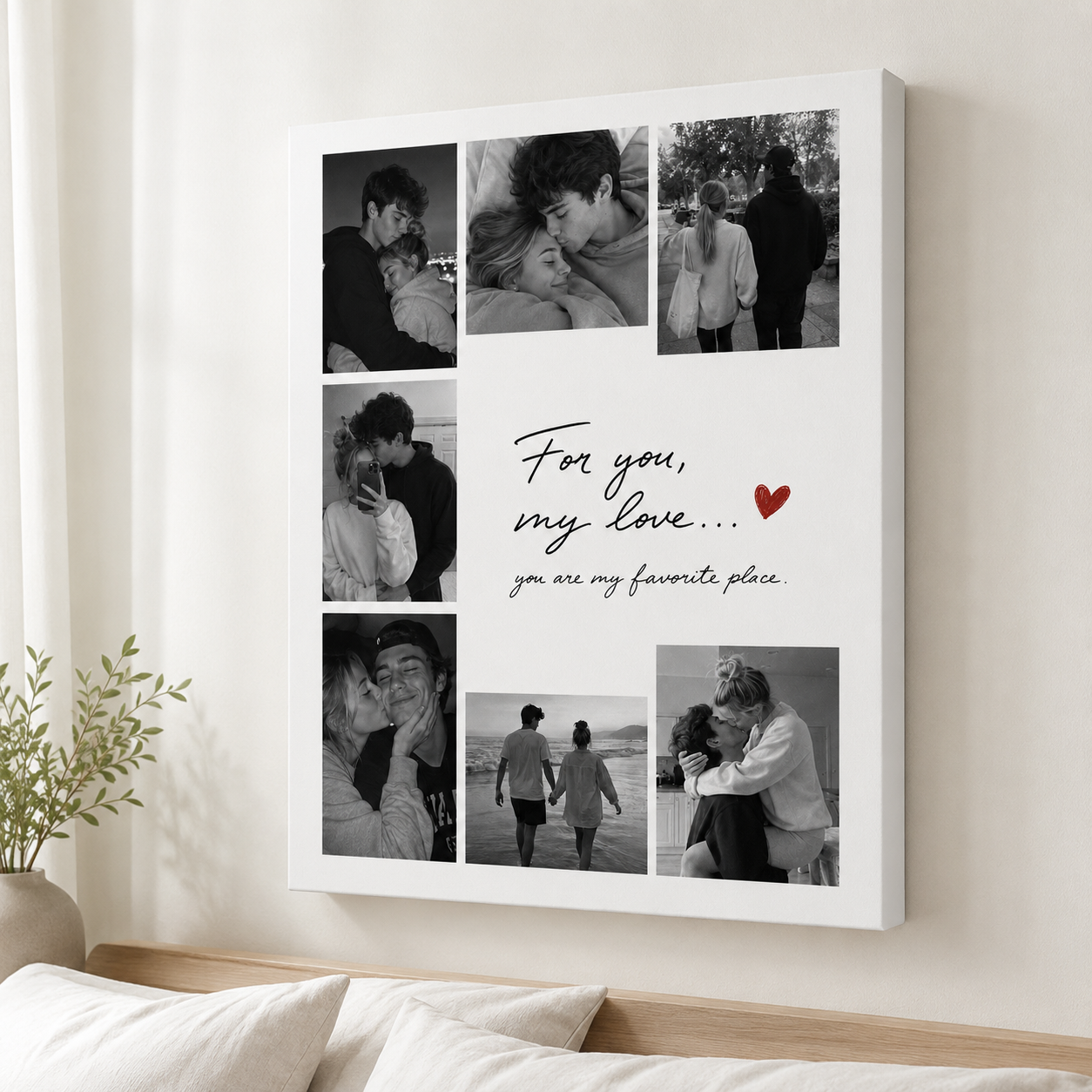 Custom Couple Photo Collage Canvas Wall Art Aura Canvas