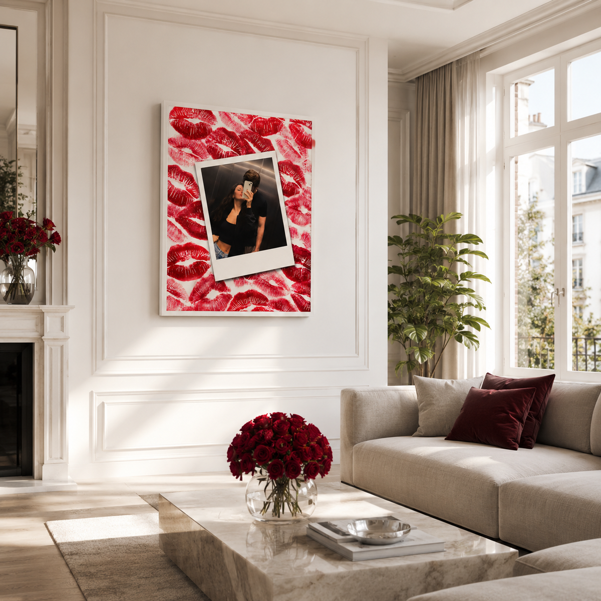 Custom Couple Photo Kiss Canvas Wall Art Aura Canvas