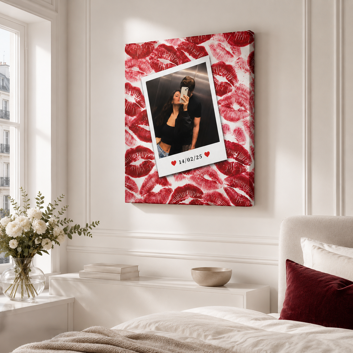 Custom Couple Photo Kiss Canvas Wall Art Aura Canvas