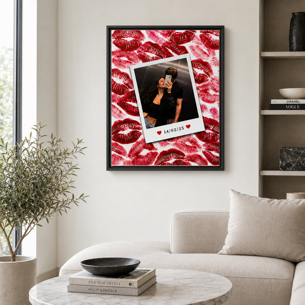 Custom Couple Photo Kiss Canvas Wall Art Aura Canvas