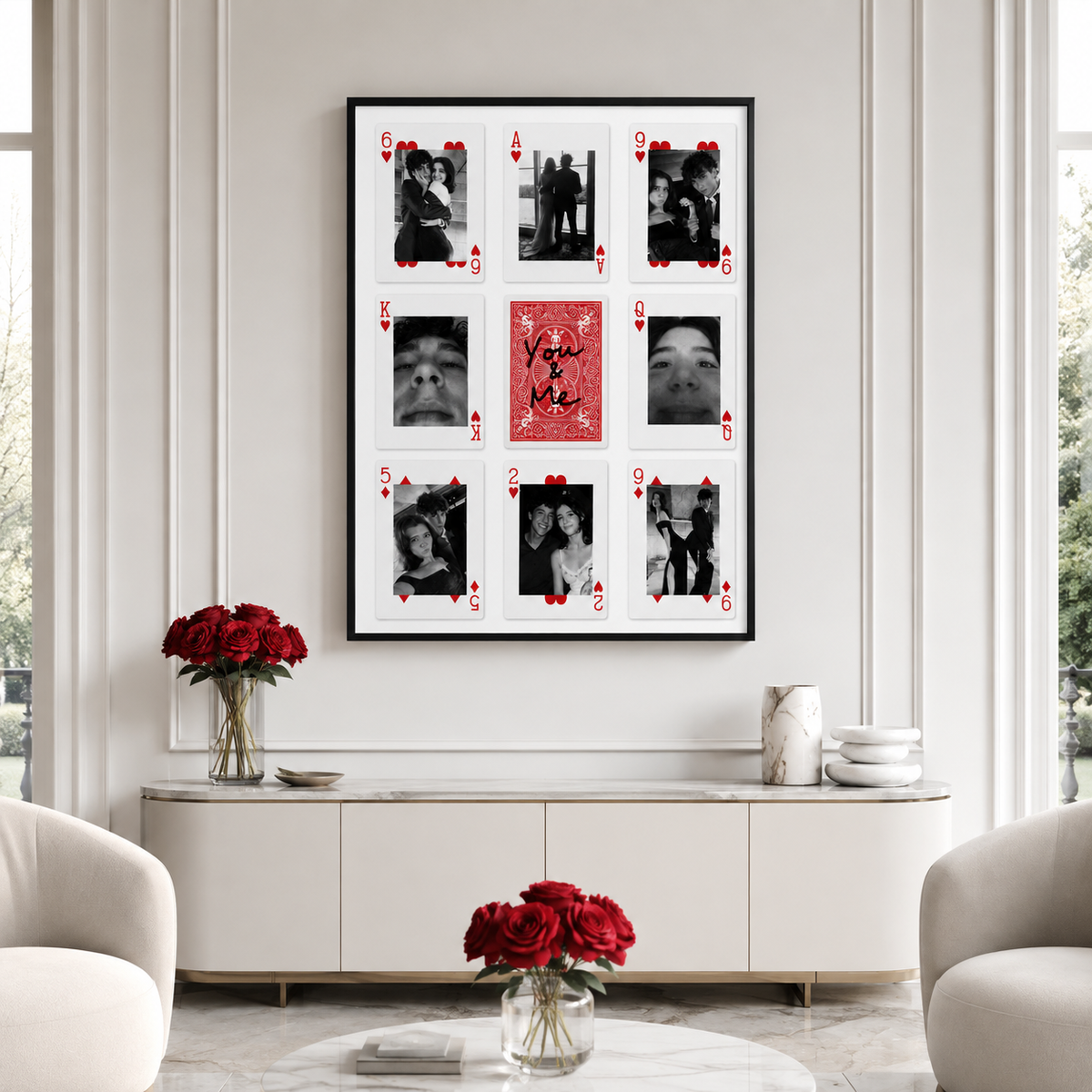 Custom Couple Photo Playing Cards Canvas Wall Art Aura Canvas
