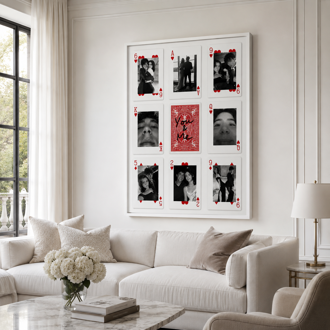 Custom Couple Photo Playing Cards Canvas Wall Art Aura Canvas