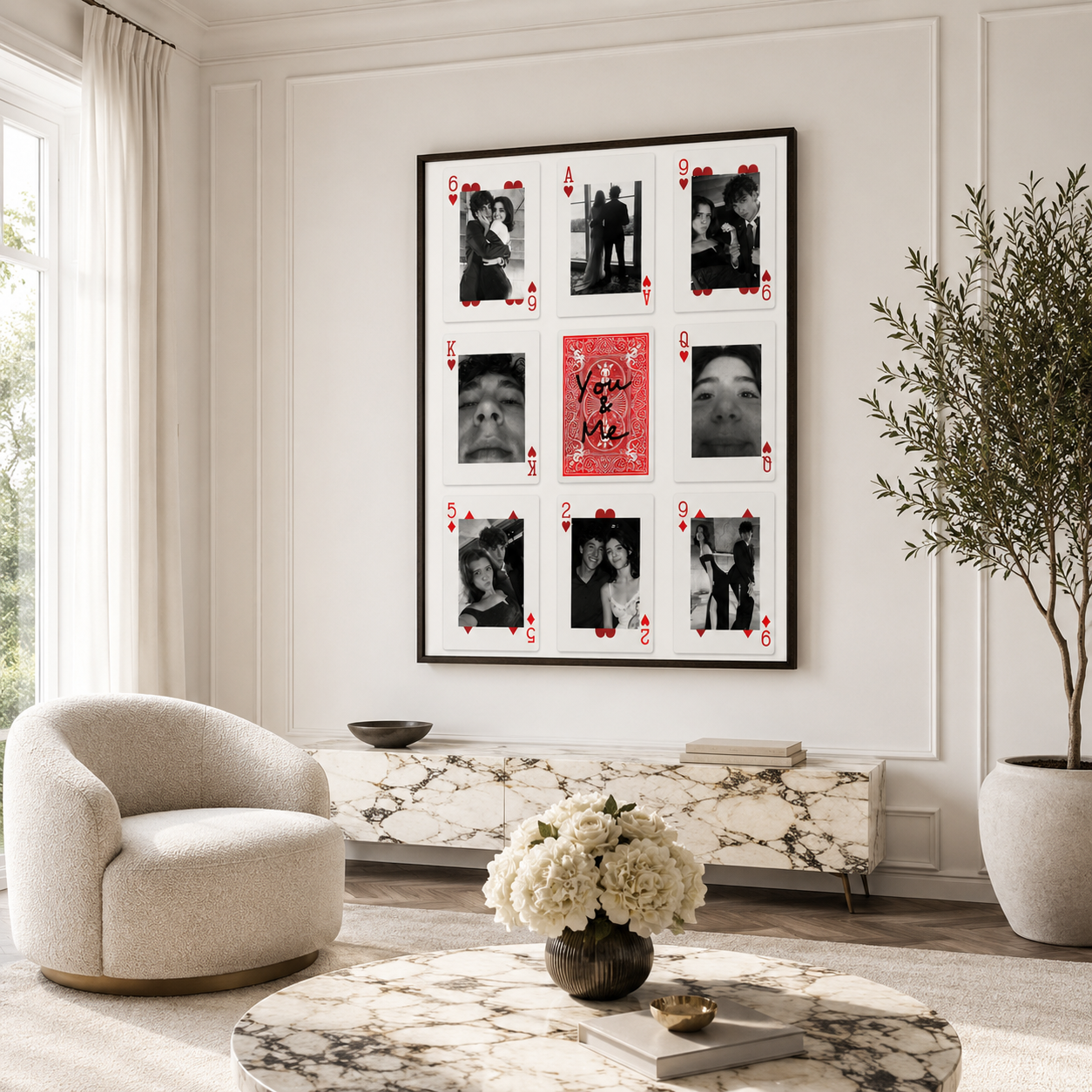 Custom Couple Photo Playing Cards Canvas Wall Art Aura Canvas